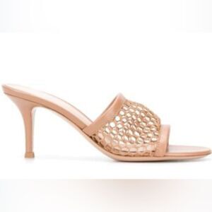 Gianvito Rossi heels Jamaica Mesh mule Sandal Beige fishnet shoes Alisia Slides